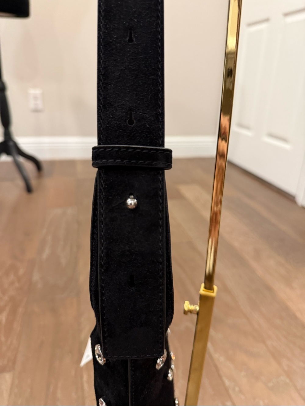 Veronica Beard Black Suede Shoulder Bag with Crystal Embellishments - Picture 4 of 13